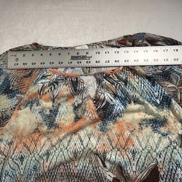 Chico's Womens Multicolor Printed 3/4 Sleeve Boho Peasant Blouse Size 2 Loose - Picture 7 of 9